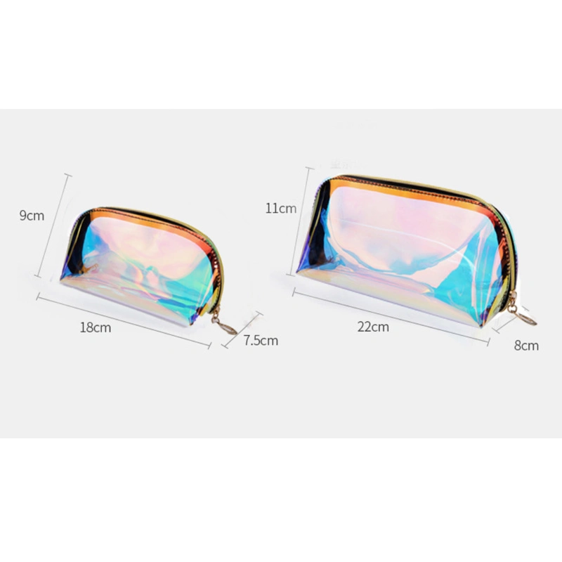 Wholesale Customized Waterproof Customized Travel TPU Ziplock Clear Holographic Makeup PVC Cosmetic Bag