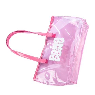 Bolsas tote de atacado rosa de PVC com logotipo personalizado Bolsas de moda femininas