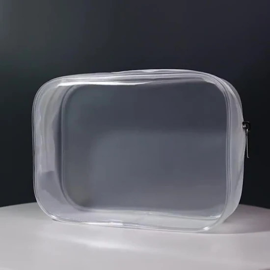 Bolsas de maquiagem transparentes, conjunto de bolsas de maquiagem cosmética à prova d'água PVC transparente com alça de zíper portátil bolsa de bagagem de viagem Bolsas de aeroporto para companhias aéreas banheiro (transparente)