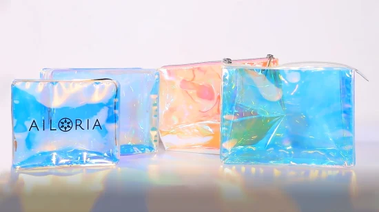 Bolsa de mão feminina holográfica transparente de plástico PVC por atacado