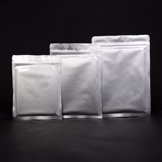 Saco de embalagem de alimentos resselável com logotipo personalizado com fecho de zíper prateado Mylar Sacos de embalagem de folha de alumínio