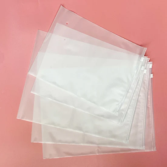 Sacos de plástico translúcido PVC transparente com zíper fosco para roupas, camisas, roupas de banho